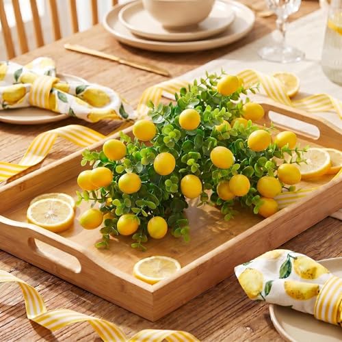 8 Pack Artificial Lemon Branches, Fake Lemon Stems with Greenery, Lemon Decor, Farmhouse Kitchen Party Table Centerpiece Decor, Spring Summer Artificial Greenery Stems - color: 8 Pack Lemon Branches