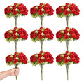 8 Pcs Wedding Bouquets Bulk 12 Inch Fake Silk Roses Flowers Bunches Red Artificial Rose Bouquet for Bride Bridesmaid Parties Garden Home Office