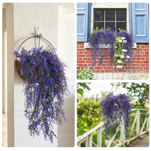 RECUTMS Artificial Purple Lavender Hanging Plants, 4 Pcs 30.3 Inches UV Resistant Plastic Trailing Vine Greenery Garlands for Outdoor Home Room Garden Patio Farmhouse Wedding Front Porch Indoor Decor - color: Purple