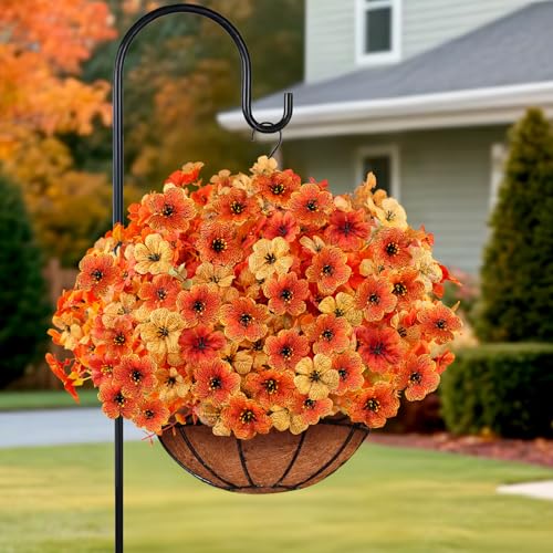 16 Bundles Artificial Fall Flowers for Outdoors, Realistic Fake Silk Flowers with Eucalyptus, No Fade Faux Fall Plants for Planter, Patio, Front Porch & Garden Decor - color: 5fall+5sunset+6yellow, size: 16PCS