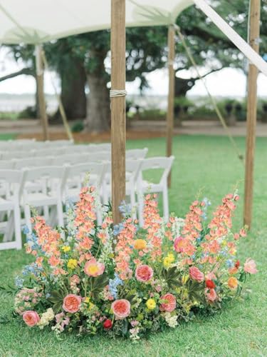 Delphinium Artificial Flowers,8PCS Long Stem Silk Larkspur Flowers 33.5'' Faux Delphinium Stems for Tall Vase Home Wedding Table Decor(Coral - color: Coral