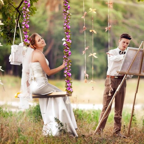 8Pcs 63Ft Light Purple Rose Garland, Fake Flower Vines, Artificial Vine Flowers, Rose Hanging Garland for Party Wedding, Garden, Room Table, Christmas, Backdrop Wall Arch Decor - color: Light Purple, size: 8Pcs-63Ft