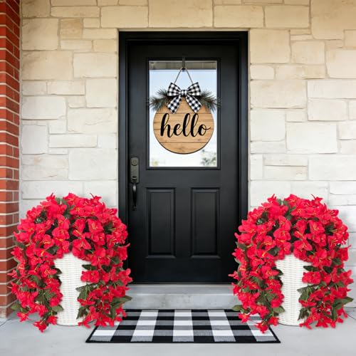 INXUGAO 2 pcs Artificial Faux Bougainvillea Flowers Plants for Outdoor Outside Summer Decoration, Fake Silk UV Resistant Long Trailing Vines for Front Door Porch Planter Balcony - color: Red