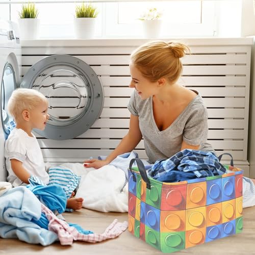 FXOLCSHE Building brick Basket,Building block book storage box,Laundry hamper,Waterproof foldable Kid's laundry basket,Shelf box,Baby Room decor(Building block) - color: Block