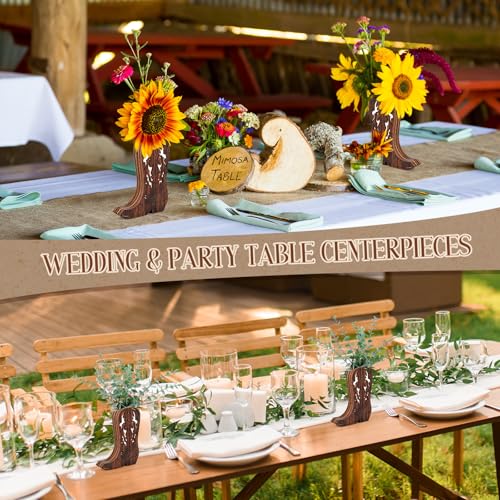 LemonRoad 6 Pcs Wooden Cowboy Boot Vases for Wedding Small Cowboy Boot Flower Vase for Flower Faux Greenery Rustic Western Decor for Table Centerpiece Weddings Party (Dark Brown) - color: Dark Brown, size: Classic