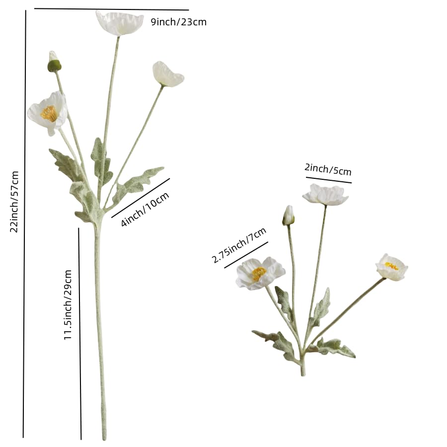 Poppy Flowers Artificial， Poppy Silk Flowers with Stems，Ranunculus Artificial Flowers，Faux Flower Stems for Wedding,Party, Outdoor Indoor Decor Flower Arrangements for Table (3, Yellow) - color: Yellow