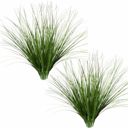 Artificial Grass Shrubs Fake Plastic Wheat Grass Faux Greenery Tall Stems Leaves Plants for Indoor Outdoor Décor Home Garden Verandah Kitchen Office Wedding Christmas DIY Decoration - Green 16 Bundles - color: Grass - Green - 16 Bundles