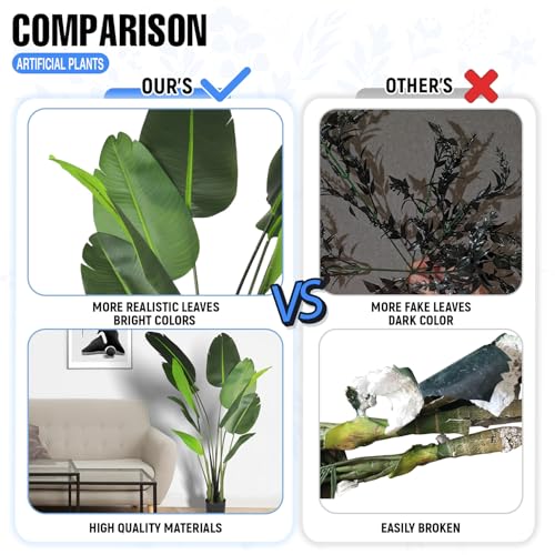 E&K 5FT Artificial Bird of Paradise Plant with Plastic Nursery Pot, Fake Banana Tree Artificial Plant Faux Palm Trees for Home Office Garden Indoor Outdoor Decor (1 Pack) - color: Bird of Paradise, size: 5ft