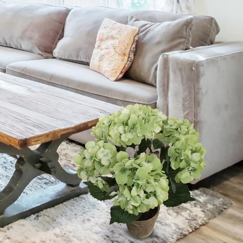 Larksilk Hydrangea Artificial Flowers - Faux Hydrangea Flowers - Home Decor, Easter Decorations, Spring Decor - Floral Centerpieces for Tables - 20" Floral Stems, Green, 2 Pieces - color: Green, size: Pack of 2