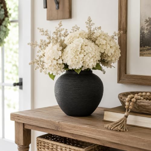 Black Vase, 8.3" Matte Black Ceramic Vase for Home Decor Centerpiece - color: Matte Black, size: 8.3in