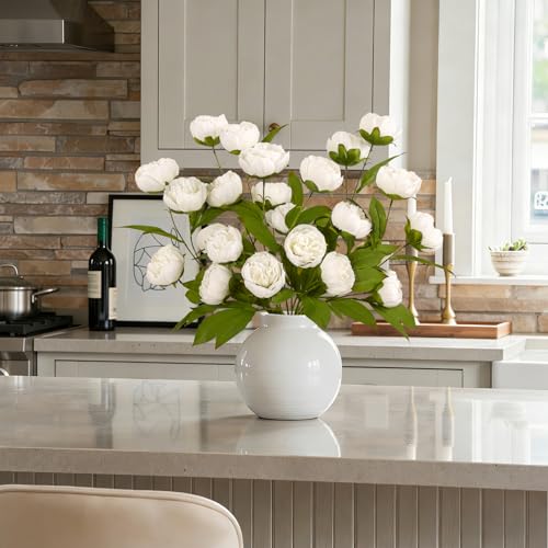 3Pcs Faux Peonies Artificial Flowers 27" White Peonies Faux Flowers for Vase Artificial Peony Flower Arrangement for Vase Filler DIY Bouquets Centerpieces Wedding Party Bridal Shower Decor - size: 3PCS