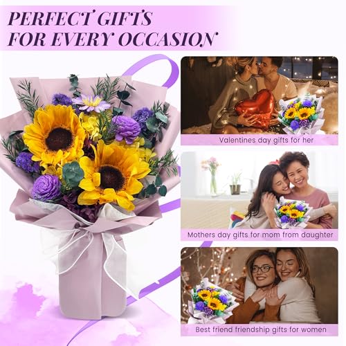 VTJMB Flowers for Delivery Prime Tomorrow, Preserved Flower Bouquet with Box, Birthday Dried Flowers Gift for Women, Mothers Day Gifts for Mom, Wife, Grandma, Friends - color: Sunflower