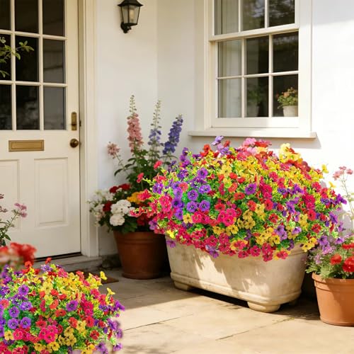 Artificial Flowers 12 Bundles, Faux Daisy and Eucalyptus Greenery Stems for Outdoor Indoor Decor - Fake Plants for Home, Garden, Patio, Porch Decoration - color: Mix