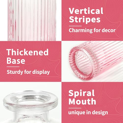 Glass Bud Vases Set of 20, Living Bud Vases, Small Bud Vase in Bulk, Mini Flowers Vases for Centerpiece, Vintage Decorative Vase Set for Table Decorations, Wedding Reception, Home Decor (Pink) - color: Pink