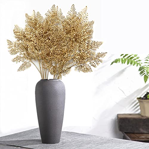 Artificial Golden Plants Fake Gold Star Ginkgo Leaves - Tall 30 Inch 2 Pack, Faux Bushes Simulation Small Apricot Leaf for Christmas Decor Indoor Outdoor Party Wedding DIY Table Centerpiece Decoration - color: (Tall) Gold Star Ginkgo Leaves - 2 Pcs