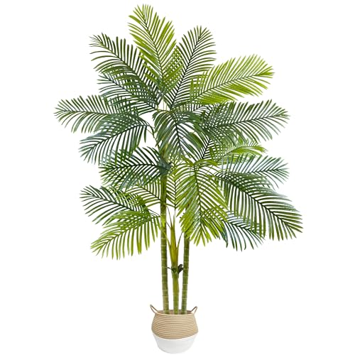 Warmplants Artificial Palm Tree, 7ft Fake Areca Palm Plant with Basket, Large Faux Phoenix Palm UV Resistant Plants for Indoor Outdoor Home Garden Patio Office Décor - color: Palm, size: 7ft
