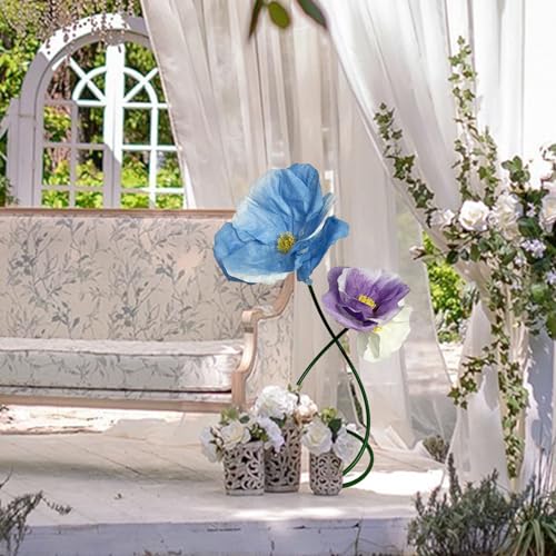 Blue Purple White Artificial Faux Flower Set Outdoor/Indoor Decor - 3D Waterproof Bendable Looking Fake Mixedcolor Flower Plastic Plants Floral Home Decor, Decoration for Party/Office/Hotel/Patio - color: S-mixed Color-b