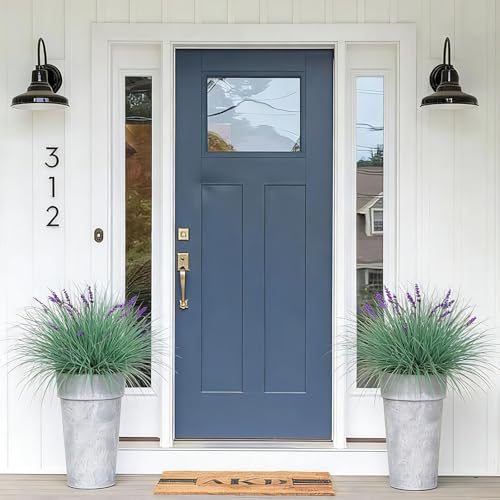 Fake Lavender Flowers with Greenery – 13'' Tall Artificial Lavender Plant, UV Resistant Faux Outdoor Decor for Garden, Patio, Lawn, Planters (2, Green) - color: Dark Green