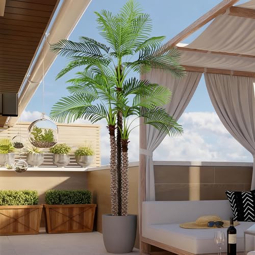 10FT Artificial Palm Tree - Tall Fake Palm Tree with 36 Lifelike Leaves & Realistic Trunk, 120" Large Faux Tropical Phoenix Palm Plant for Home Living Room Poolside Office Hotel Mall Decor - size: 10ft