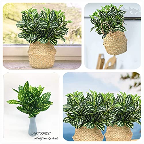 CATTREE Artificial Shrubs, Plastic Plants Speckle Grass Fake Green Bushes Greenery Leaves Wedding Indoor Outdoor Home Garden Verandah Office Table Centerpieces Arrangements Decoration 4 pcs - color: Speckle Grass/4pcs