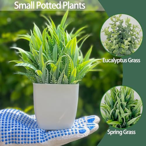 2 Pack Artificial Potted Plants Small Fake Eucalyptus - 7.5 Inch Mini Indoor Plants for Shelf, Desk, Bathroom Decor, Mantel Real Touch Faux Greenery (Sage Green) - color: Sage Green 2 Pack