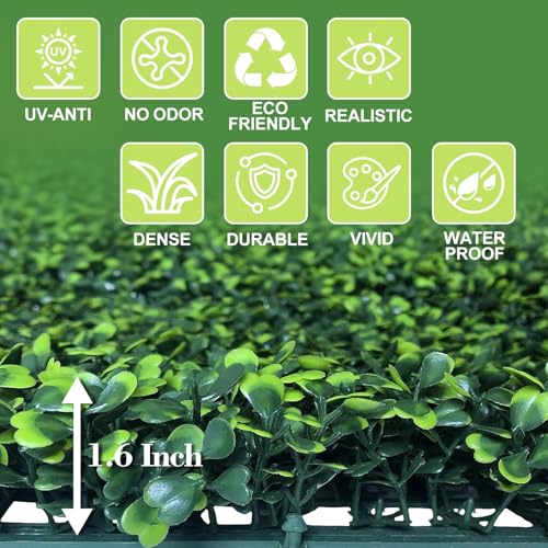 Grass Wall Panels 10" X 10" (24Pcs) Greenery Backdrop, Artificial Green Grass Backdrop Boxwood Panels, Greenery Wall Decor Indoor, Privacy Hedge Screen for Outdoor Garden, Patio Decor - size: 10X10inch-24pcs