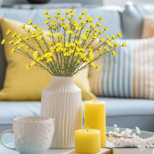 CITYES 10 Pcs Artificial Wildflowers with Stems Bulk Silk Spring Flowers 21 Inch Fake Forsythia Branches Yellow Faux Wildflowers Floral Arrangements for Home Decor Indoor Outdoor Wedding Centerpieces - color: Yellow
