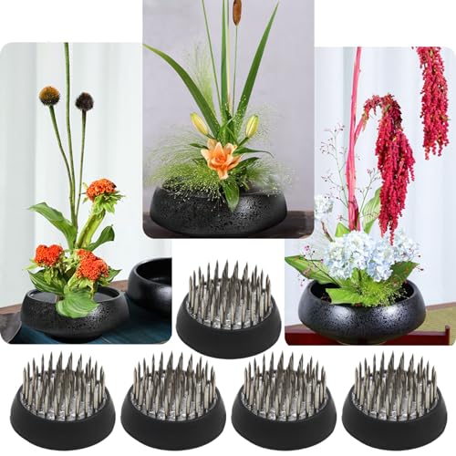 9pcs Jianshan Stainless Steel Pins Flower Arranger 1.33inch/34mm Plastic 1inch Flower Frogs Holder Fixed Flower Pin Holder Tool for Flower Arrangement Plant Fixing Plant Decoration - size: 9PCS-D34 Stainless Steel Pins