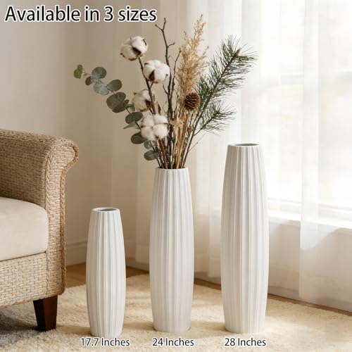 Large Floor Ceramic Vase 17.7 Inches Tall,White Modern Flower Tall Vases for Office, Home,Farmhouse,Living Room Décor,Simple Origami Design Fall Decorative Porcelain Flower Arrangement Vase Ideal Gift - color: Shape 1, size: 17.7 inch