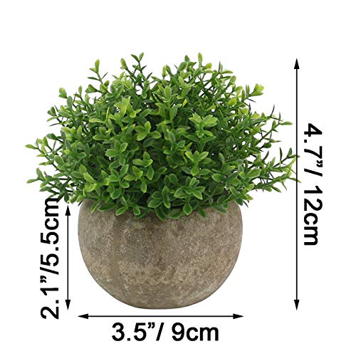 Ogrmar Mini Plastic Faux Plants in Pot/Small Topiary Shrubs Fake Greenery for Bathroom, House Decorations (Green Grass) - color: Green Leaf