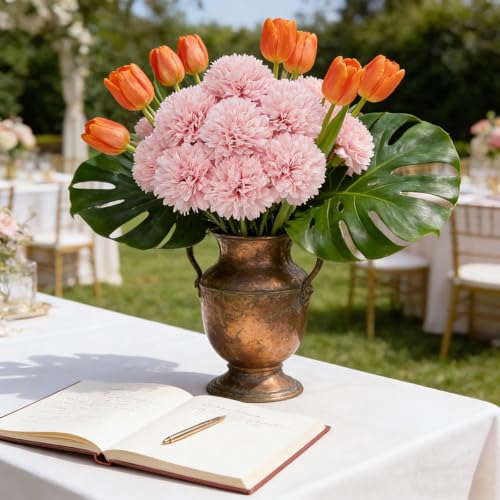 Kimura's Cabin 20pcs Fake Mums Pink Artificial Flowers Faux Chrysanthemum Ball Flowers Bouquets for Wedding Party Home Dining Table DIY Decoration - color: Pink Colour