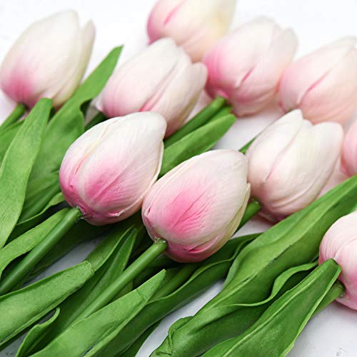 FiveSeasonStuff Real Touch Tulips Artificial Flowers – 15 Stems Faux Tulip Bouquet in Gift Box for Wedding, Home Decor, Party, Floral Arrangements (Lovable Pink) - color: #2 Lovable Pink