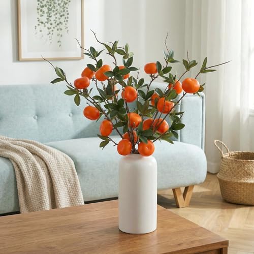 Gresorth Artificial Mini Orange Branch Fake Realistic Decoration Lifelike Faux Vivid Fruit Stem Model Home Cabinet Wreath Display 4pcs - color: Small Orange Branch