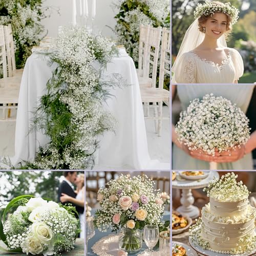 Babys Breath Artificial Flowers, 25Pcs Blue Baby Breath Flowers Artificial Bulk, Real Touch Faux Babys Breath, Fake Babies Breath Gypsophila for Wedding Floral Arrangement Party Home Decor