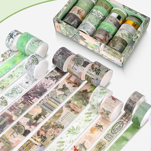24 Rolls Washi Tape Set, Floral Decorative Tape for Scrapbooking,Junk Journal Supplies,DIY Art Crafts,Planners, Bullet Journaling and Wrapping(Secret Garden Series) - color: Secret Garden Series
