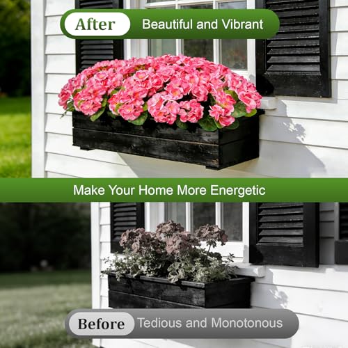 12 Bundles Artificial Geranium Fake Flowers for Outdoor UV Resistant, Outside Spring Pink Flower Decoration for Home Kitchen Table Cemetery Garden Planter, Front Door Silk Faux Plants - color: Rose Pink, size: 12ps