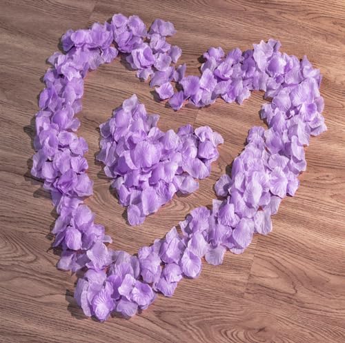 SITUMEIZI 1500PCS Artificial Silk Rose Petals Wedding Party Decoration,Purple Rose Petals for Romantic Night for Her Set Flowers Petals Fake Rose Marriage Proposals Decor - color: Purple, size: 1500