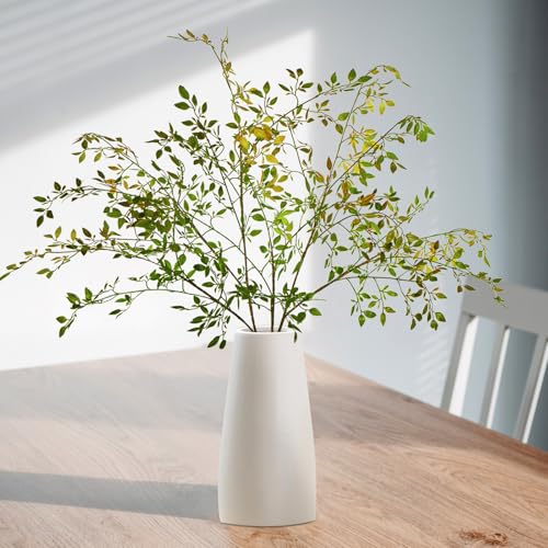 Ttranewsoo Artificial Greenery Stems, 43.3" Nandina Branches Tall Faux Plant Stems for Vase, Greenery Decor Stems Leaves Bunches for Shop Garden Office Home Décor,2Pcs,Orange - color: Orange 2pcs