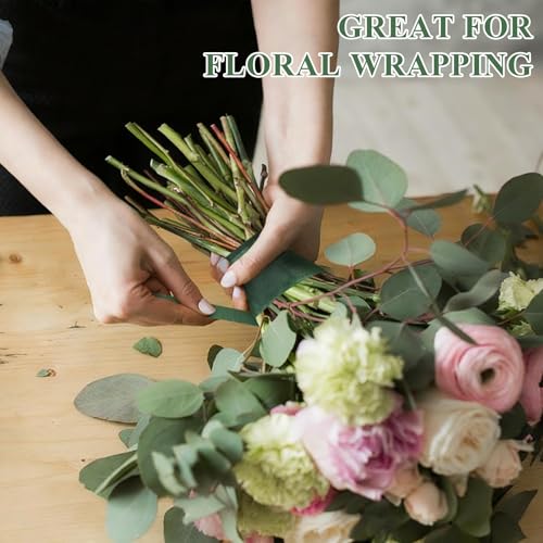 GardEasy 12 Rolls Floral Tape, 1/2" Wide Flower Tape Dark Green for Bouquets Floral Arranging Stem Wrap Craft, Wedding Bouquet(30yards)