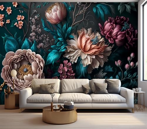 Cliouar-Peony Flowers Mural Wallpaper Peel and Stick 137" x 102"
