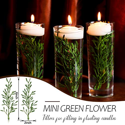 WILLBOND 50 Pcs Faux Flowers for Floating Candles Floating Flowers Vase Fillers for Centerpieces Mini Flower Filler Filling in Cylinder for Wedding Centerpiece Party Decor (Green) - color: Green