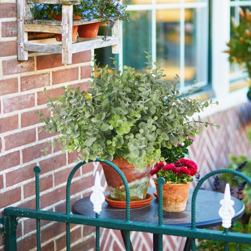 RECUTMS 20 Bundles Faux Eucalyptus Stem Artificial Plant Faux Greenery for Outdoor Planters Boxwood Bushes for Spring Summer Vase Centerpiece Indoor Graduation Party Wedding Decor(Dusty Green) - color: Dusty Green, size: 20 Pcs