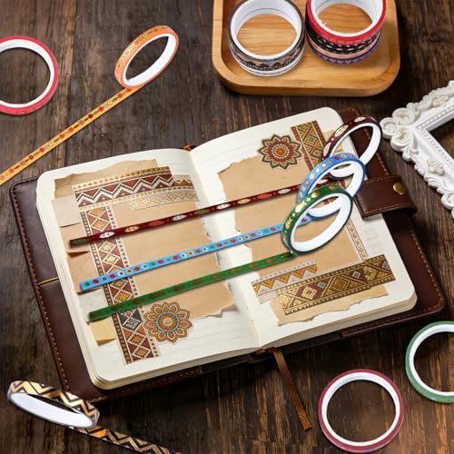 26 Rolls Skinny Washi Tape Set Gold Foil Decorative Tapes for DIY Art Craft Scrapbook Bullet Journals Planners Party Decor Gifts Wrapping, Slim 3mm/5mm - color: V