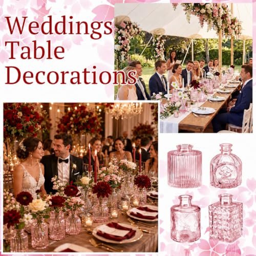 36 Pcs Artificial Flowers Table Centerpiece with Vases Colorful Wildflower Centerpieces Silk Flower Arrangement for Wedding Baby Shower Table Centerpieces Party(Multi Color,Pink) - style: Multi Color