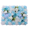 Artificial Flower Wall Panels, 6 Pcs Rose Peony Flower Leaves Wall Backdrop Fake Flowers Wall Panel for Party Wedding 24" X 16" Light Blue - color: 6 Pcs Light Blue