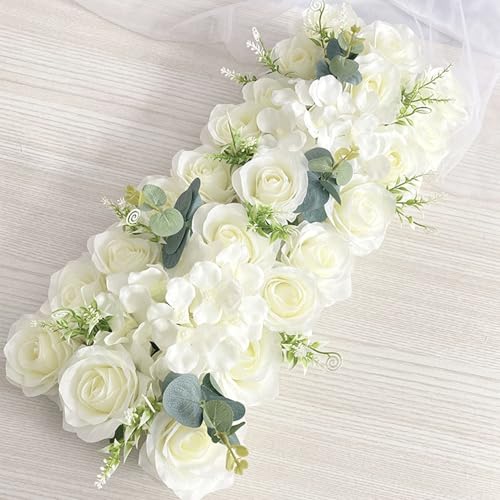 HinyoCo 32 Pcs Silk Hydrangea Artificial Flowers Hydrangea Heads No Stems, Used for Home Wedding Party Decoration (Ivory) - color: Ivory