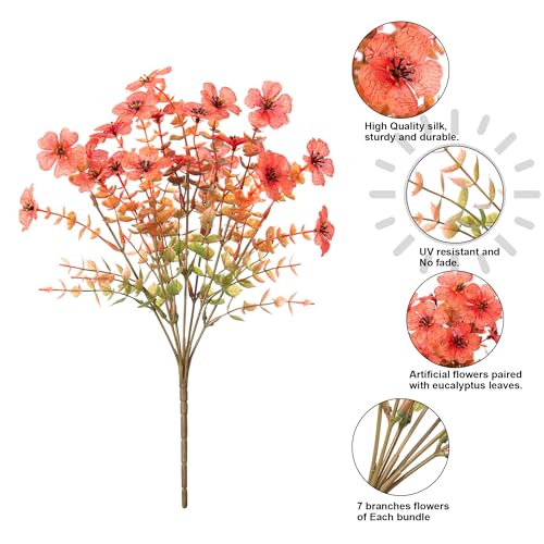 florisso Artificial Fall Flowers Fake Mums for Outdoor Autumn Decoration, 12 Bundles Faux Silk Orange Yellow Mums Daisy Look Real UV Resistant for Outside Home Porch Patio Planter - color: Fall Orangeyellow