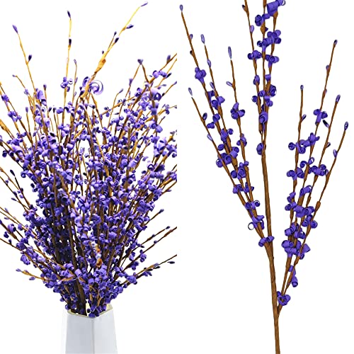 Wootkey 10 Pcs 29.5" Long Jasmine Artificial Flowers Fake Flowers Dry Branches Stem for Home Office DIY Floral Art Plant Wedding Table Centerpieces Party Vase Decoration (Deep Purple) - color: Deep Purple, size: 10pcs-29.5''