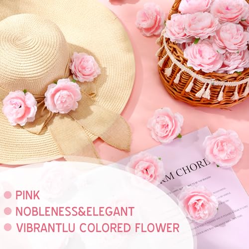 Thiccywoov 50 Pcs Artificial Flowers, 3.2 Inches Silk Rose Head Flowers Fake No Stem for Wedding Bridal Bouquet Home Floral Decor DIY Centerpieces Arrangements Party Tables Decoration(Light Pink) - color: Light Pink