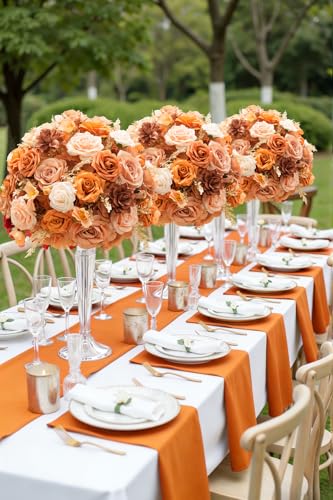2pcs Large Artificial Flowers Centerpieces Decor for Tables Floral Arrangement Bouquet for Wedding Reception Aisle Ceremony Party Flowers Balls (Without Stand) (2pcs 15'' Autumn) - color: 2pcs 15'' Autumn
